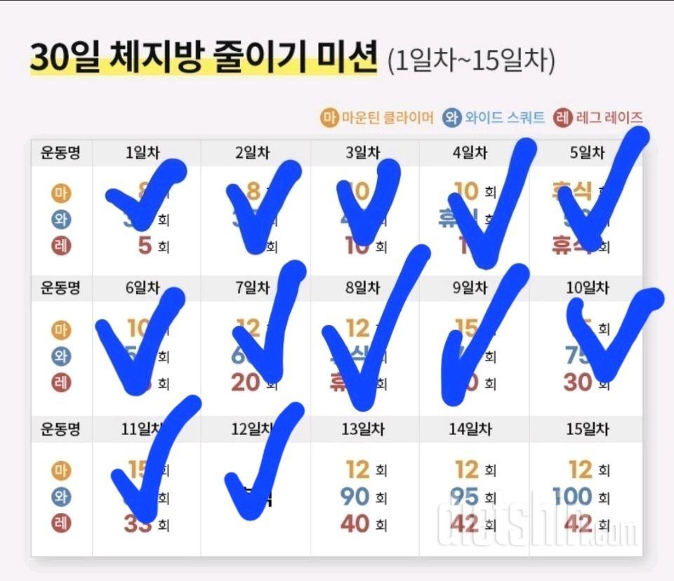 30일 체지방 줄이기12일차 성공!