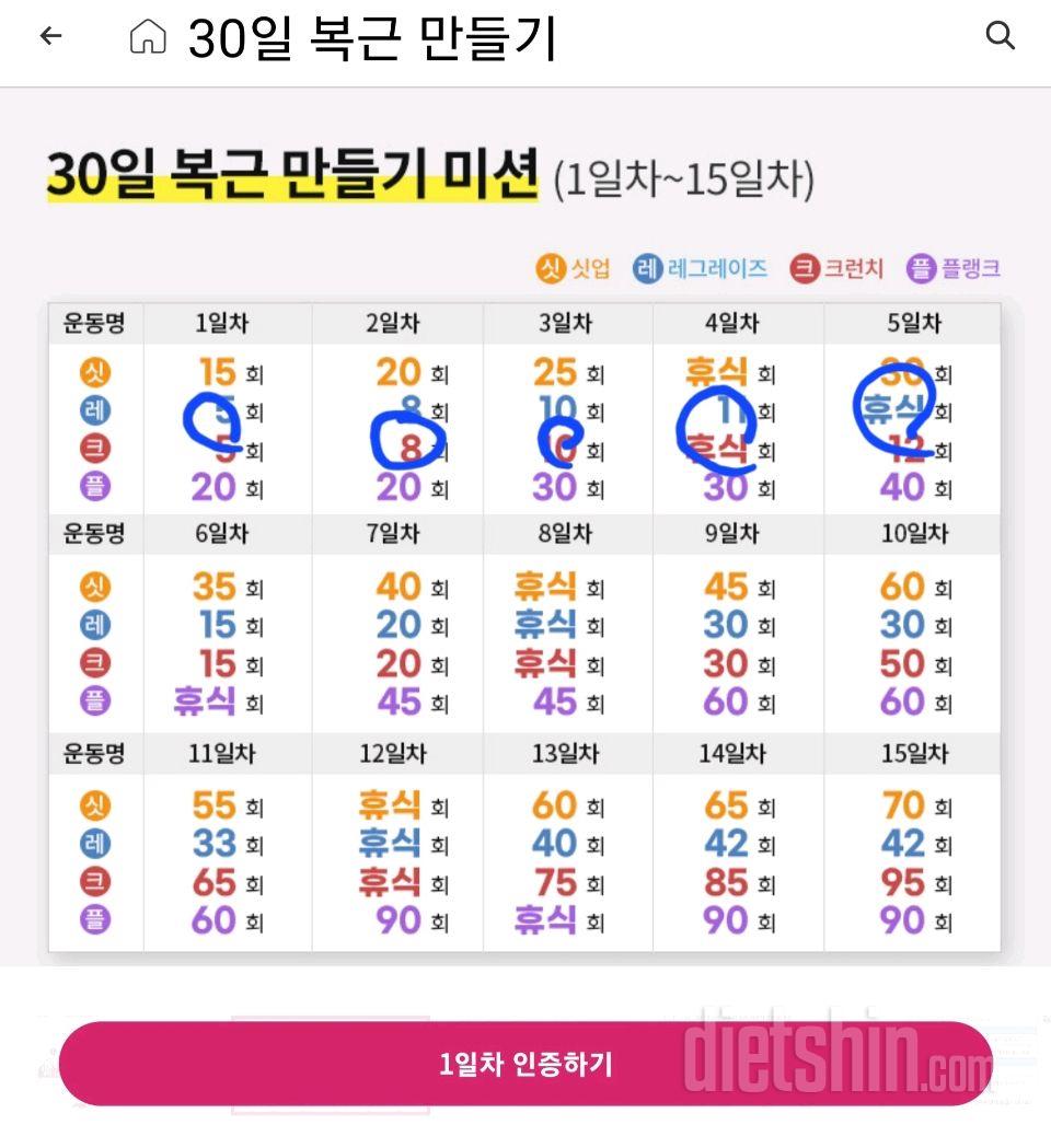 30일 복근 만들기5일차 성공!