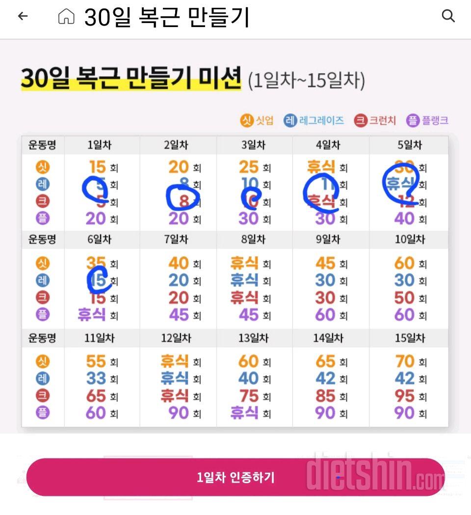 30일 복근 만들기6일차 성공!