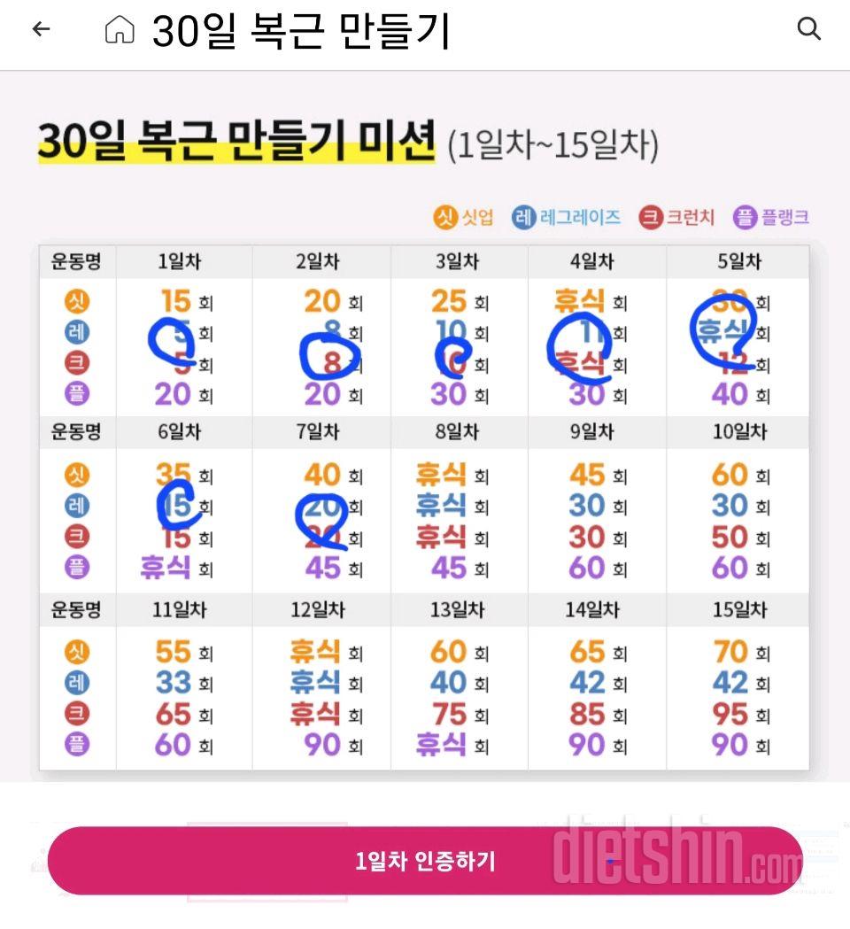 30일 복근 만들기7일차 성공!