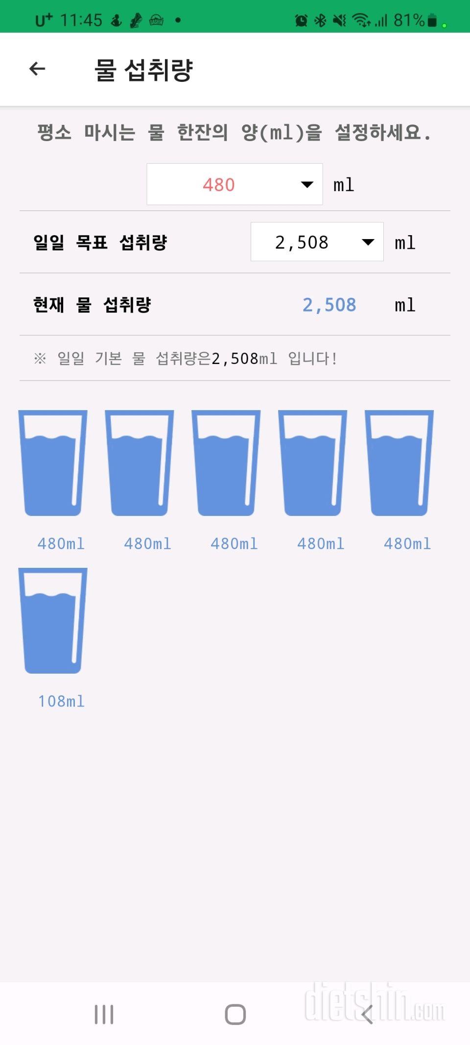 30일 하루 2L 물마시기 1일차 성공!