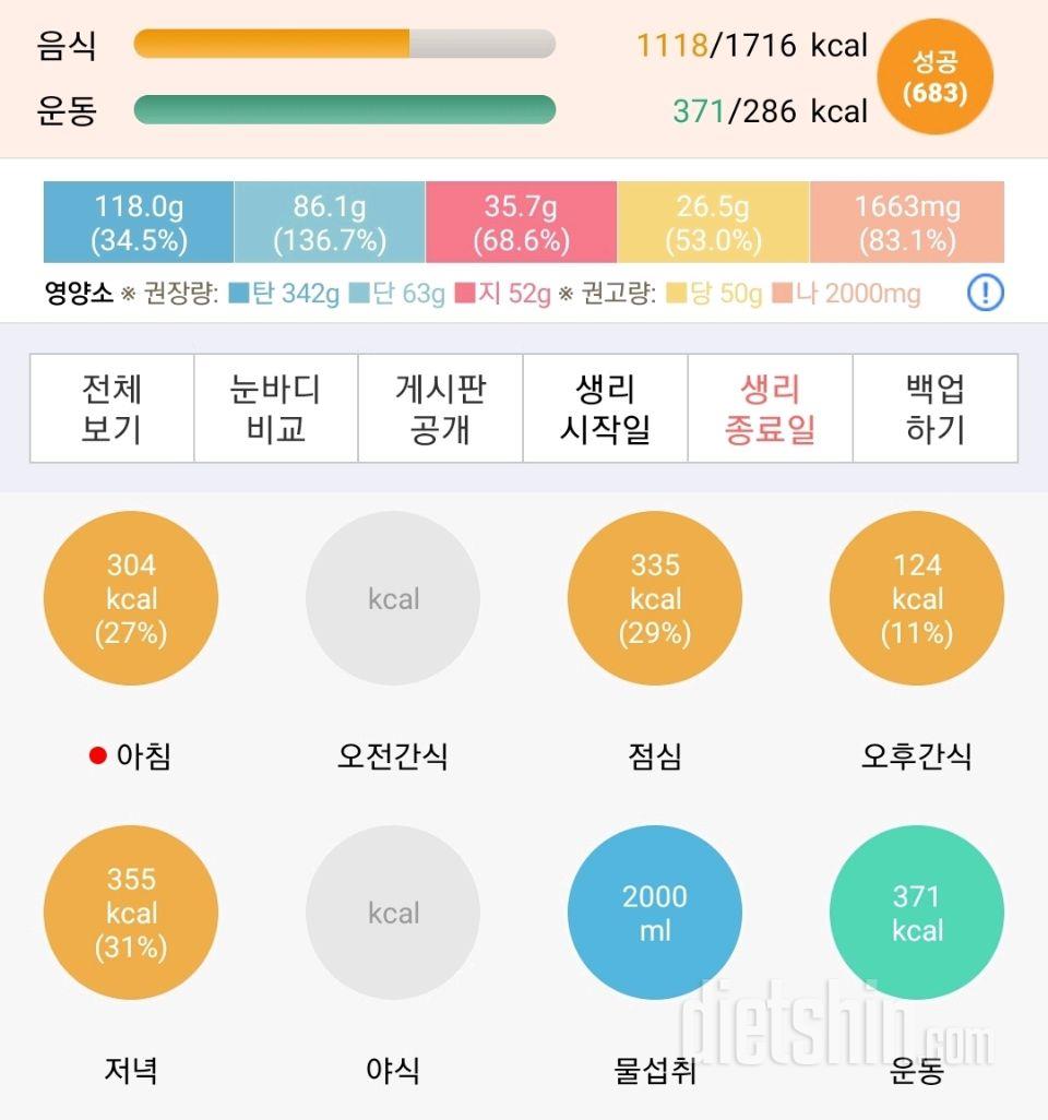 30일 1,000kcal 식단14일차 성공!