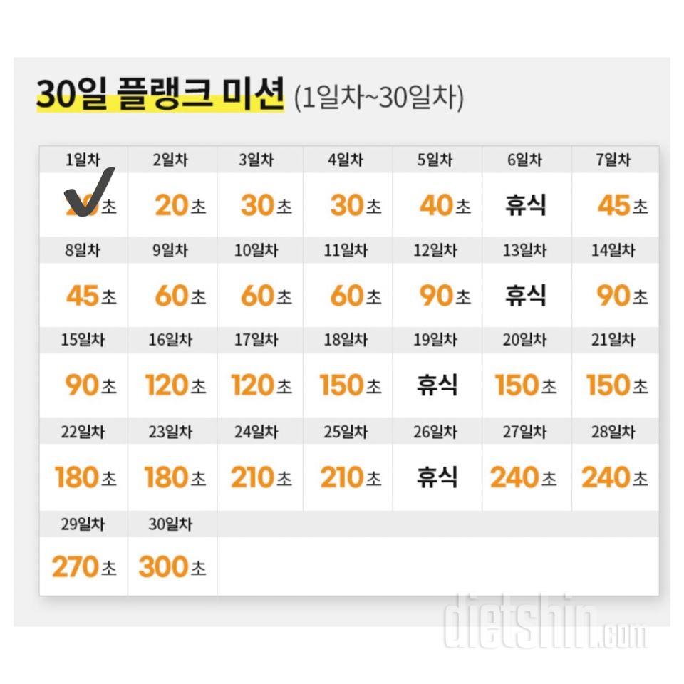 30일 플랭크1일차 성공!