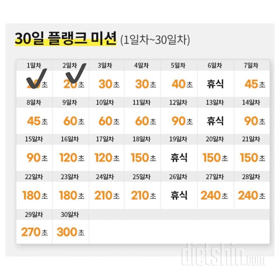 30일 플랭크2일차 성공!