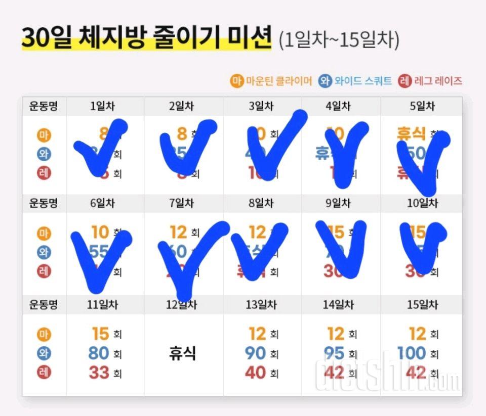 30일 체지방 줄이기10일차 성공!