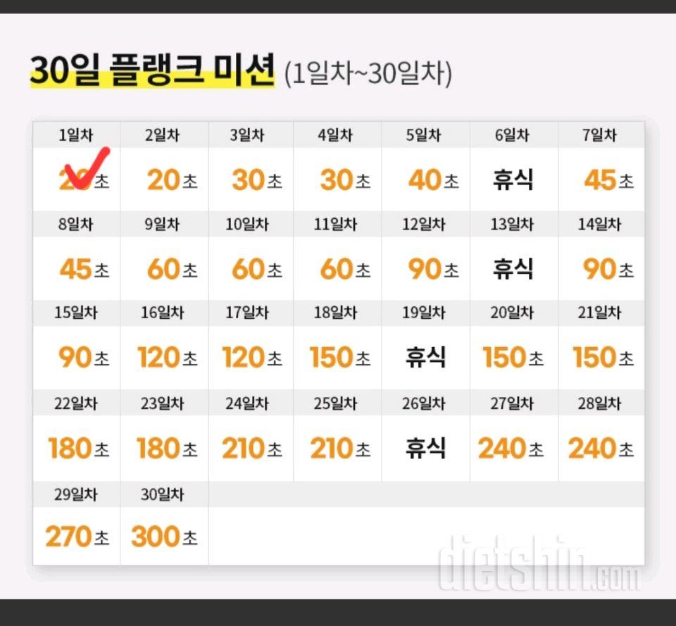 30일 플랭크 1일차 성공!