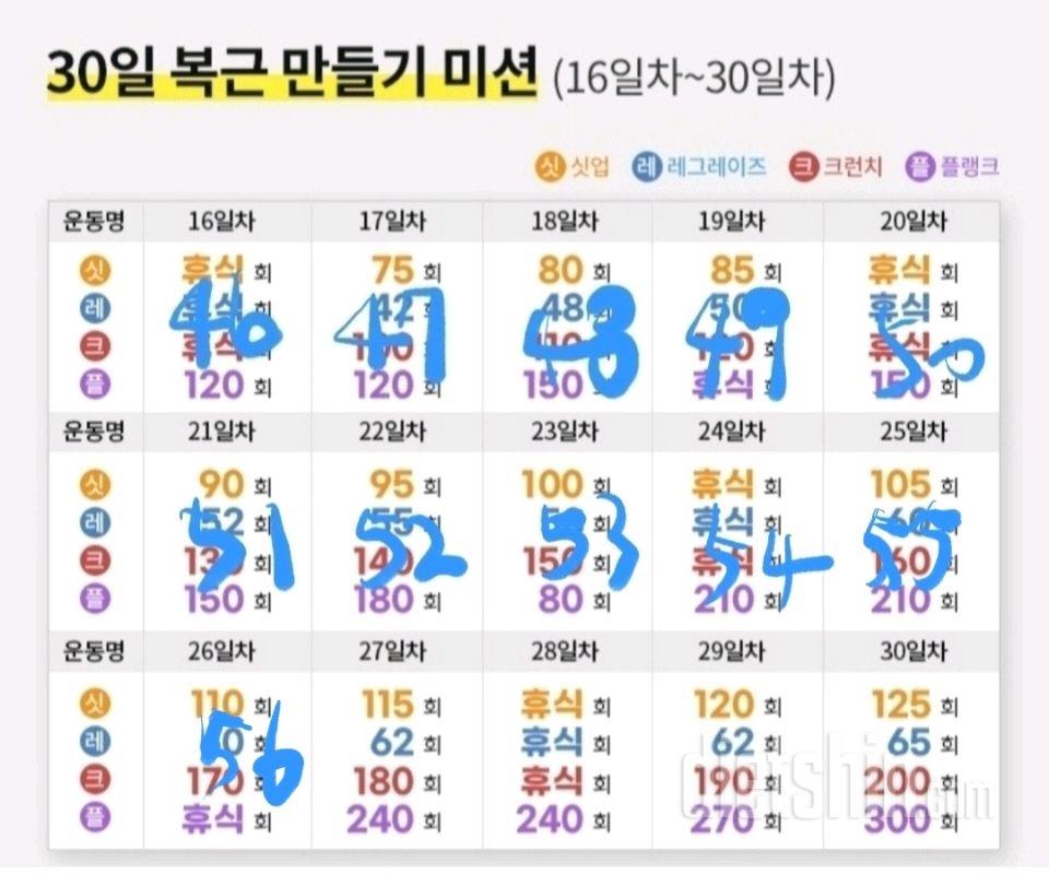 30일 복근 만들기56일차 성공!