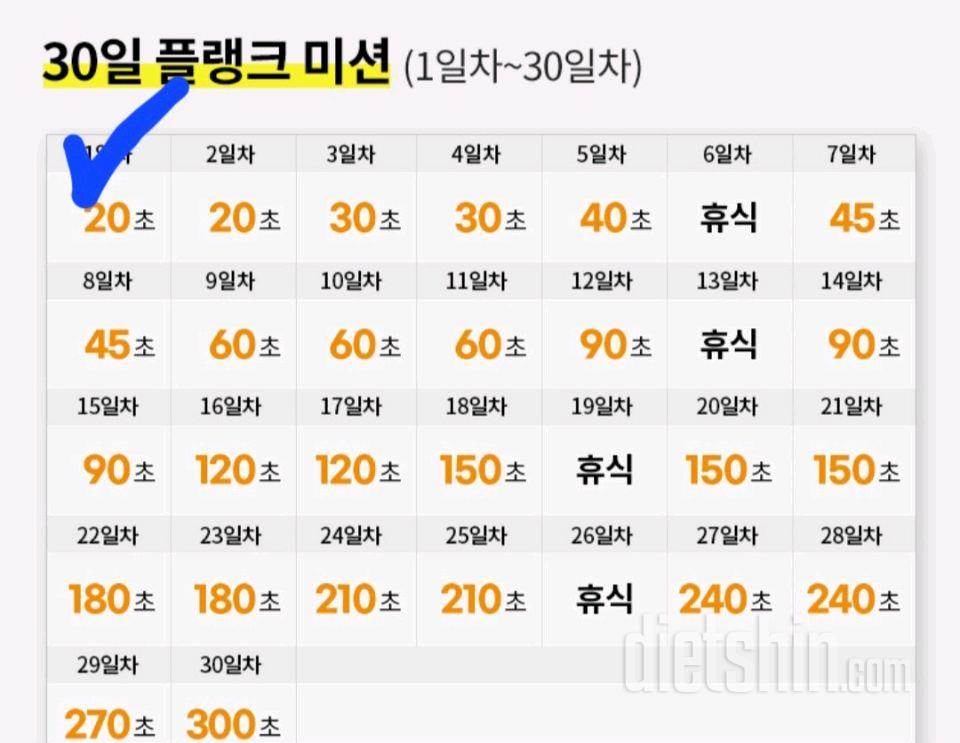 30일 플랭크1일차 성공!