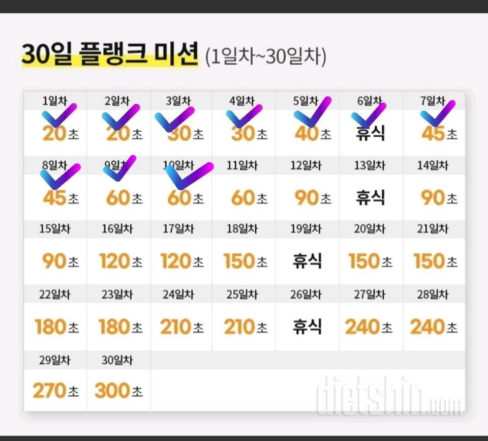 30일 플랭크10일차 성공!