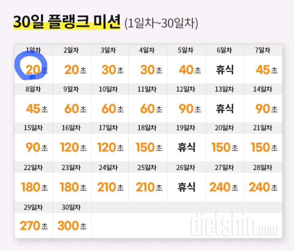 30일 플랭크1일차 성공!