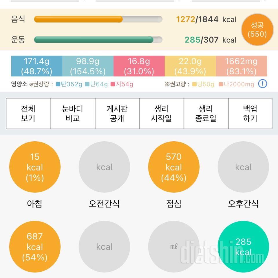 05/23 22일차 식단, 운동