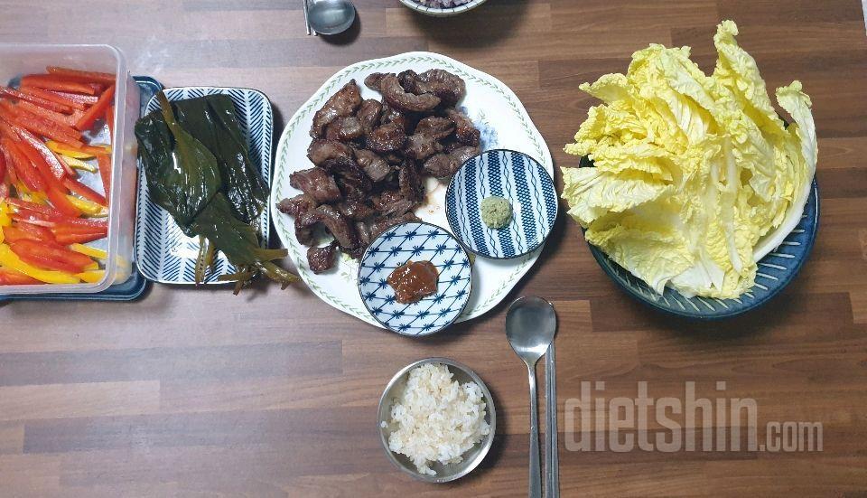 20일차  저녁 식단(갈비살/현미밥)