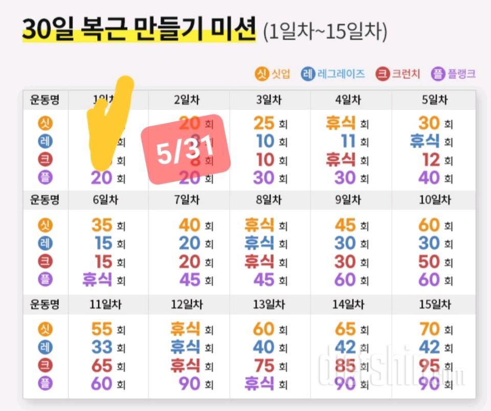 30일 복근 만들기2일차 성공!