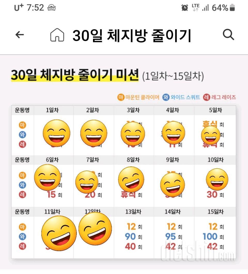 30일 체지방 줄이기12일차 성공!