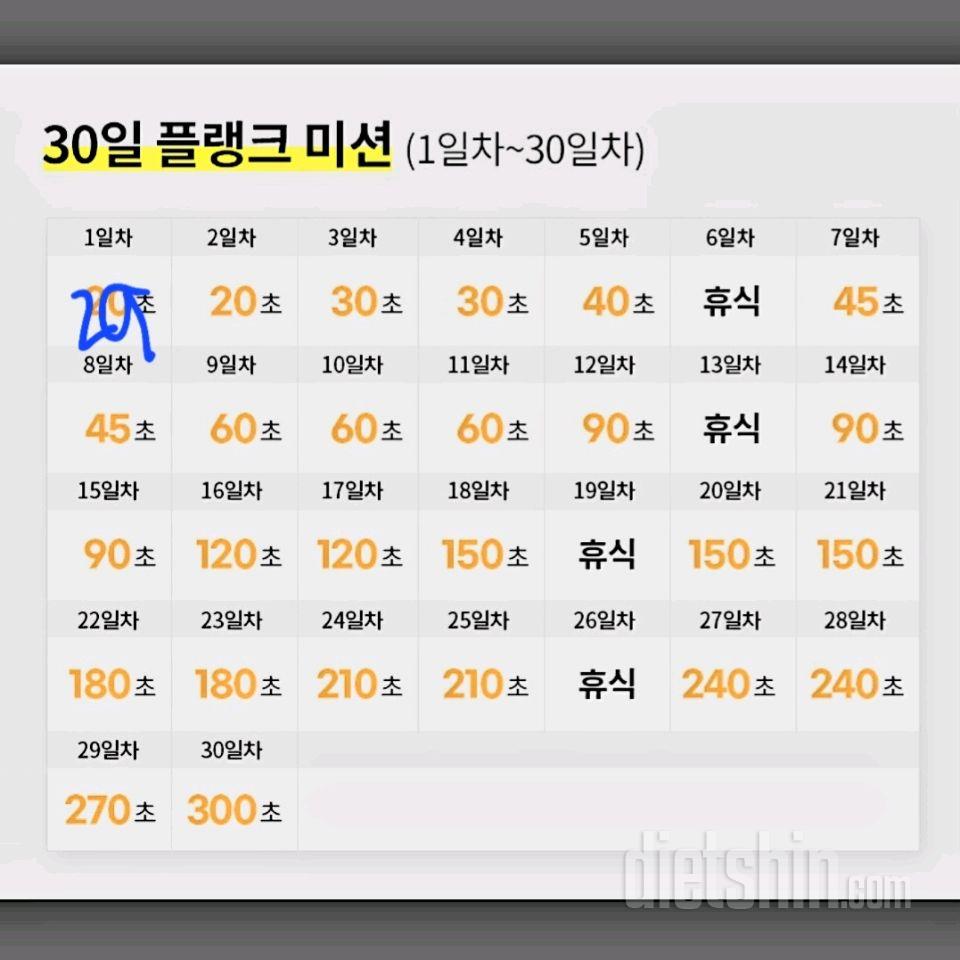 30일 플랭크1일차 성공!