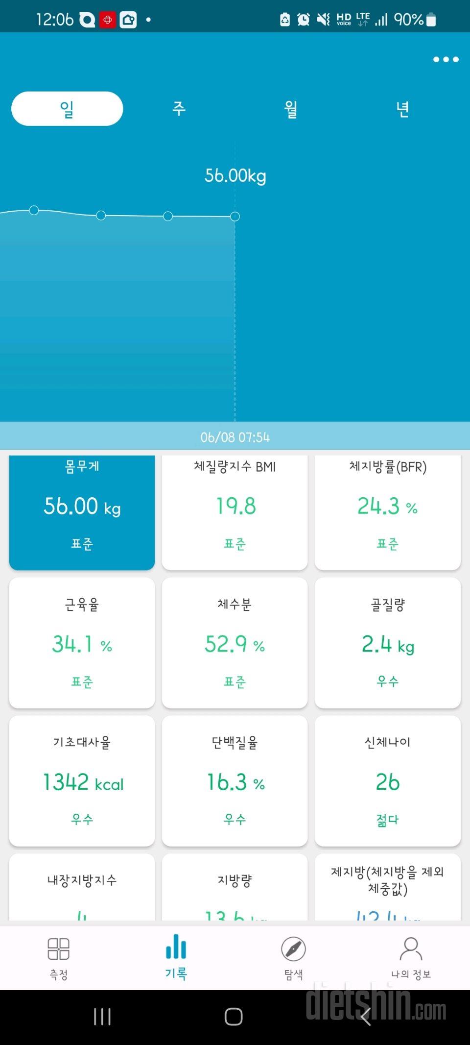 7일 아침 몸무게 재기2일차 성공!