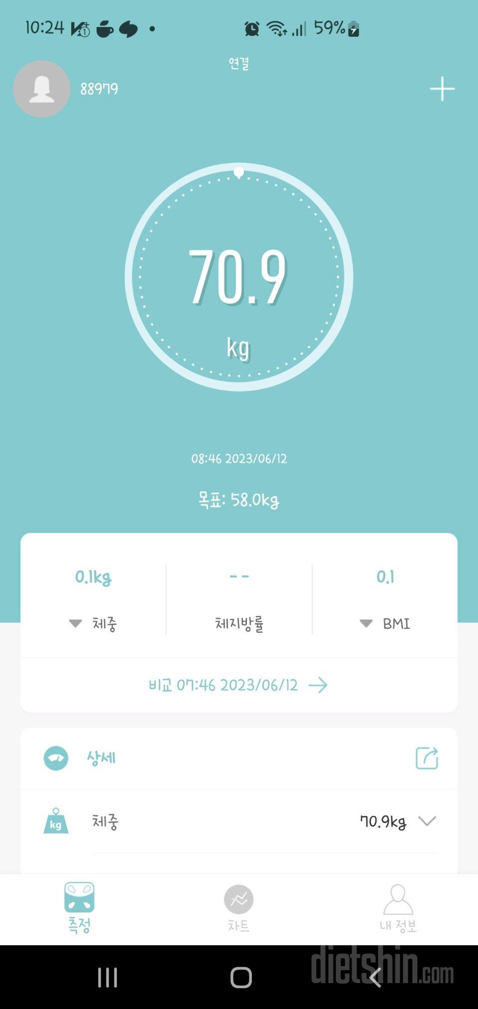 7일 아침 몸무게 재기27일차 성공!