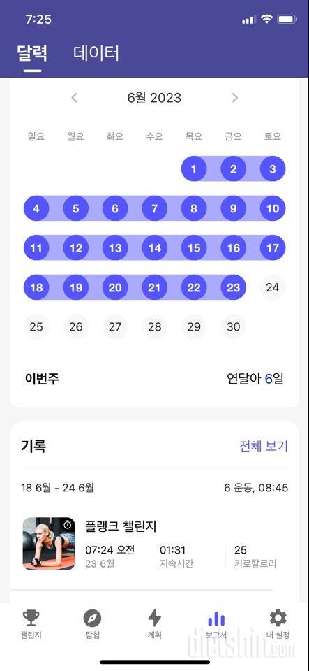 30일 플랭크22일차 성공!