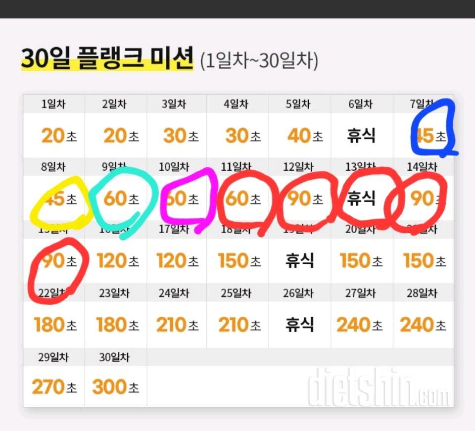 30일 플랭크15일차 성공!