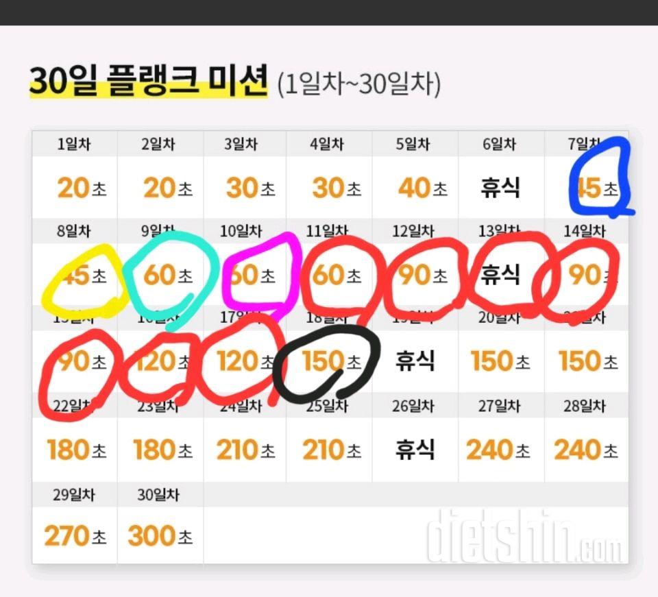 30일 플랭크18일차 성공!