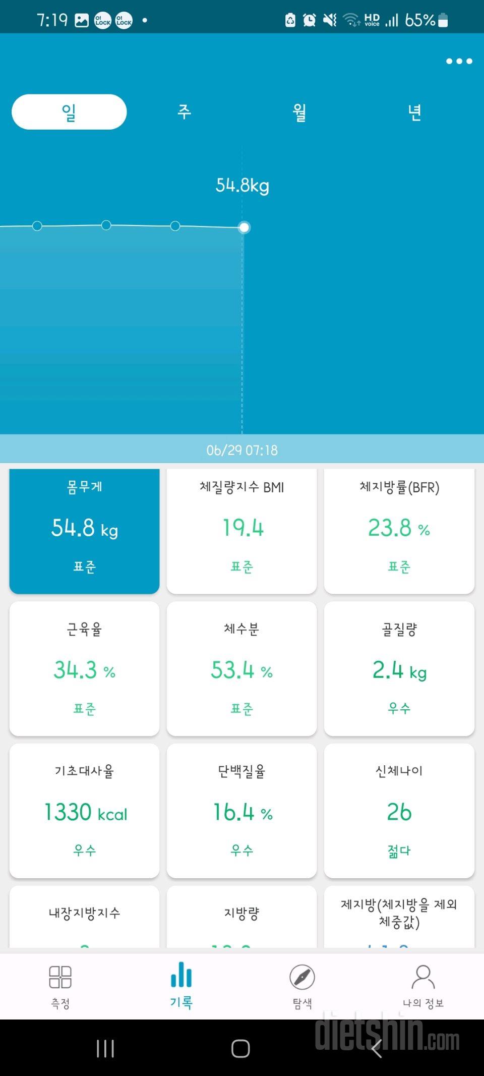 7일 아침 몸무게 재기12일차 성공!