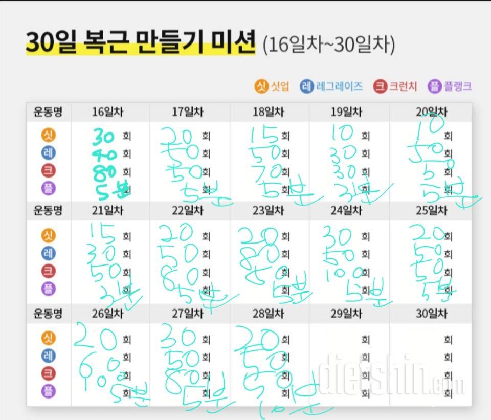 30일 복근 만들기28일차 성공!