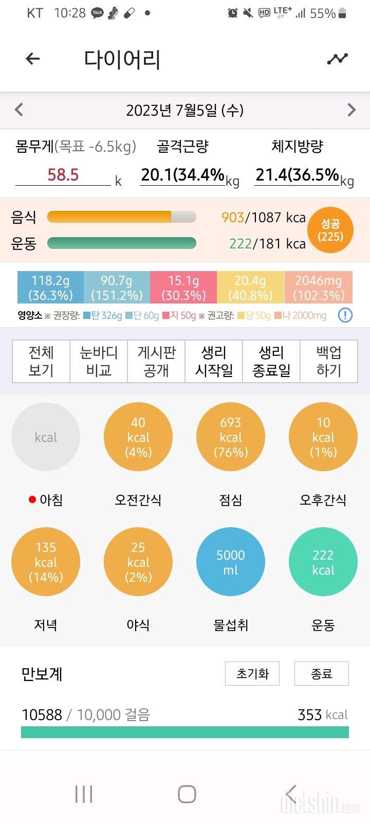 7월 5일 수욜 식단