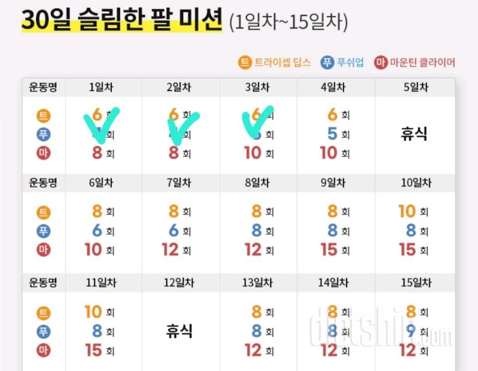 30일 슬림한 팔4일차 성공!