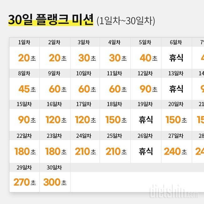 30일 플랭크1일차 성공!