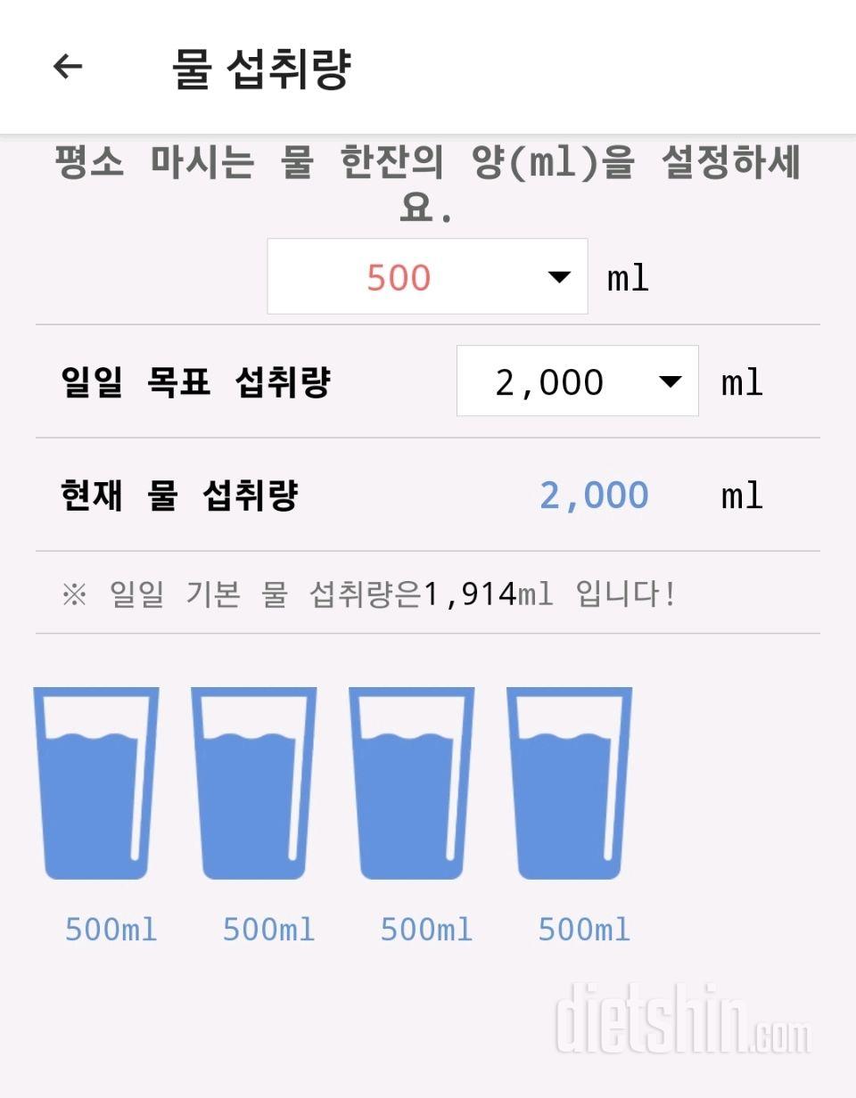 30일 하루 2L 물마시기2일차 성공!