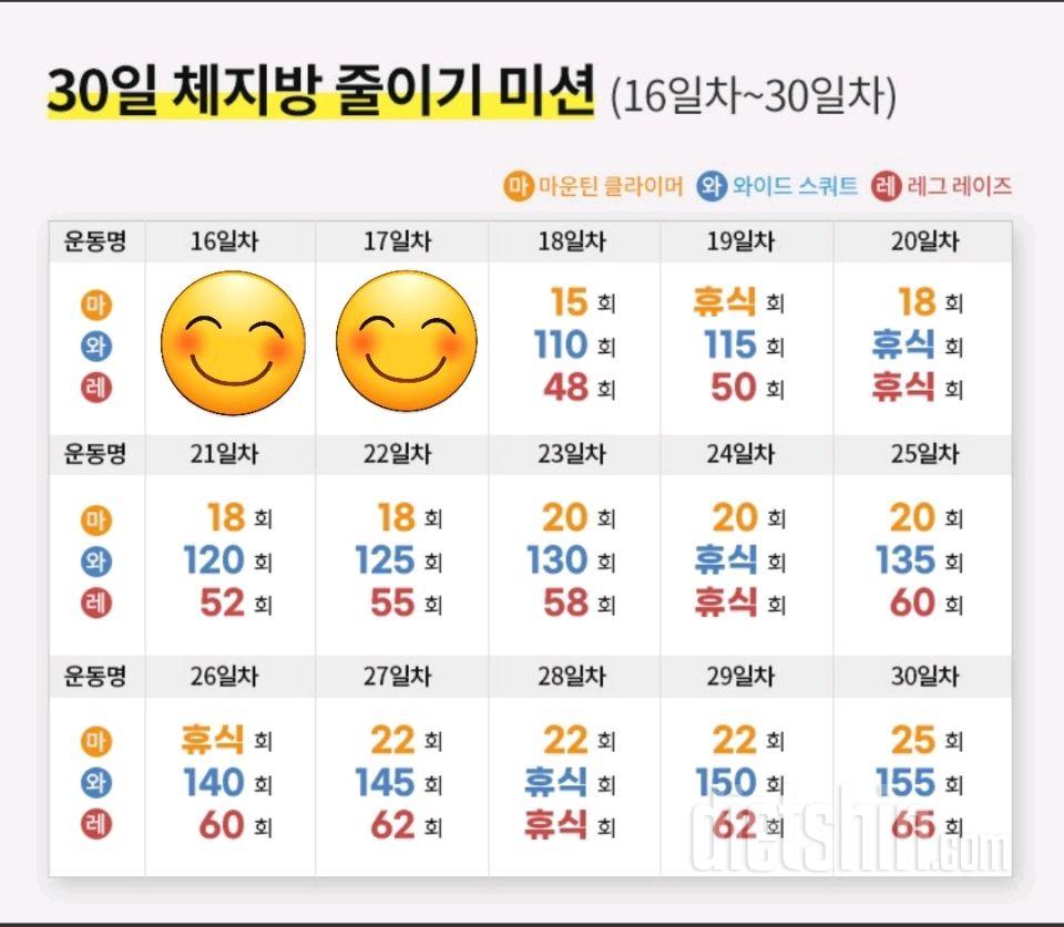 30일 체지방 줄이기17일차 성공!