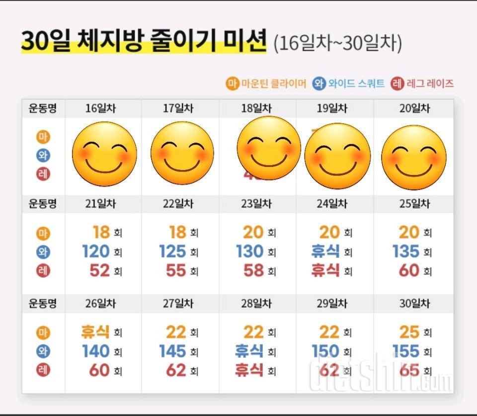 30일 체지방 줄이기20일차 성공!