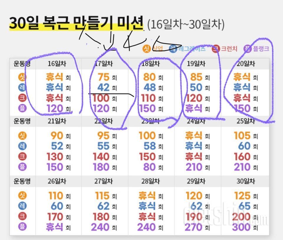 30일 복근 만들기20일차 성공!