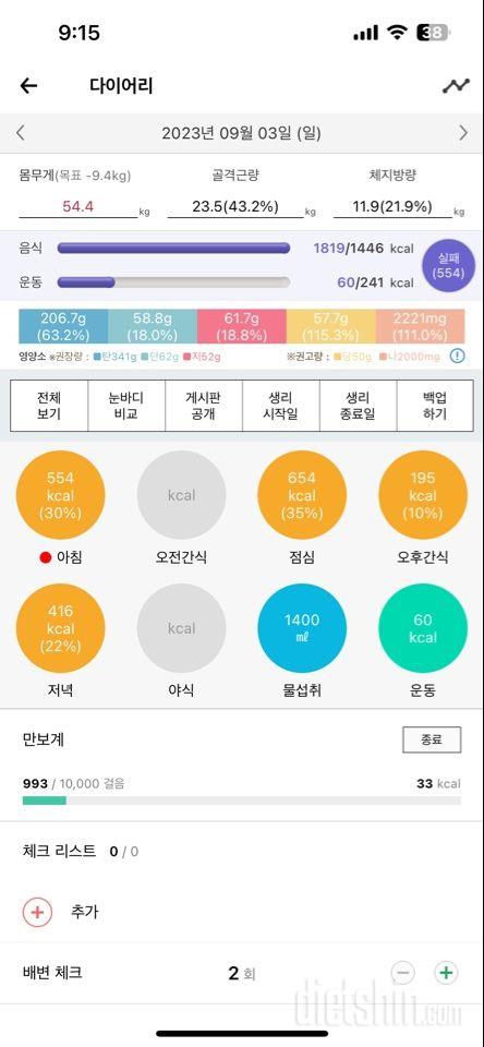 15일 3끼 식단 챌린지7일차 성공!