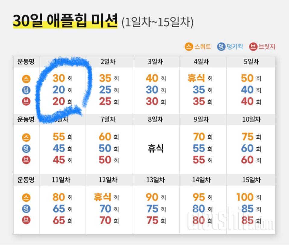 30일 애플힙 1일차 성공!