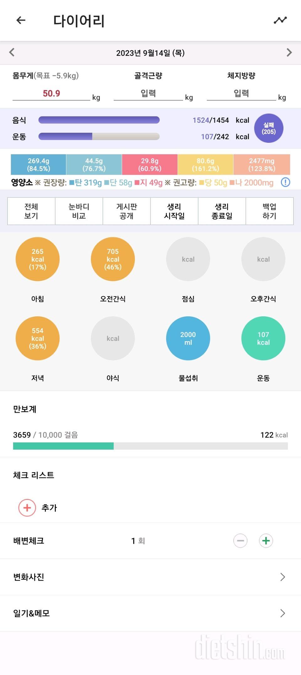 30일 하루 2L 물마시기26일차 성공!