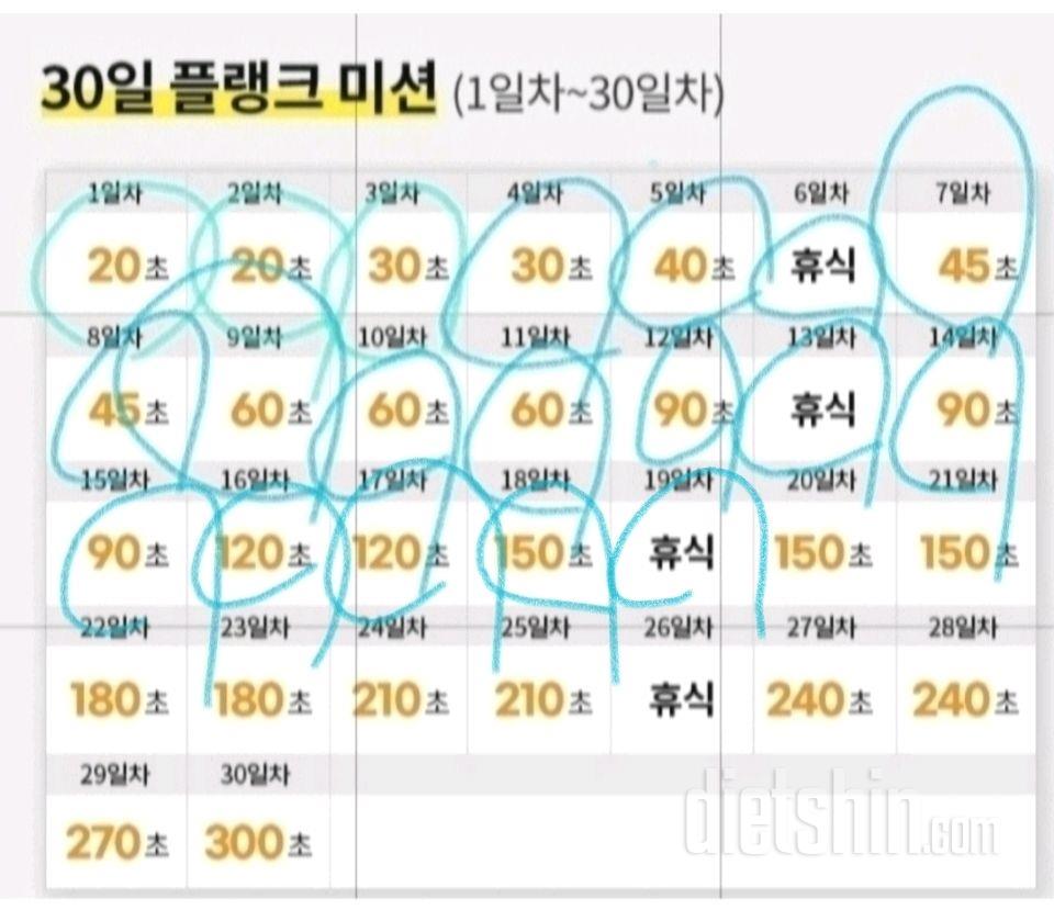 30일 플랭크19일차 성공!