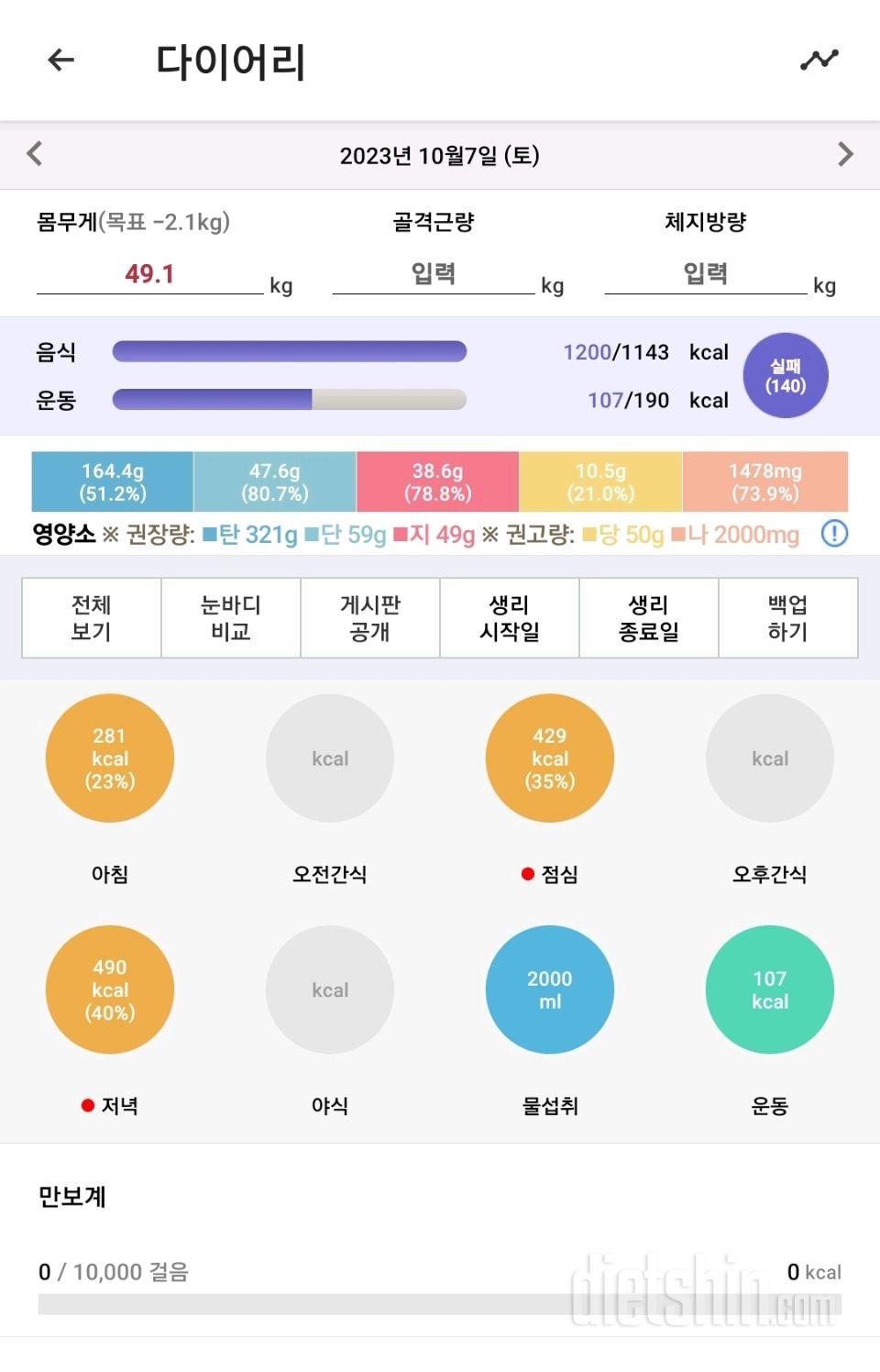 30일 1,000kcal 식단47일차 성공!