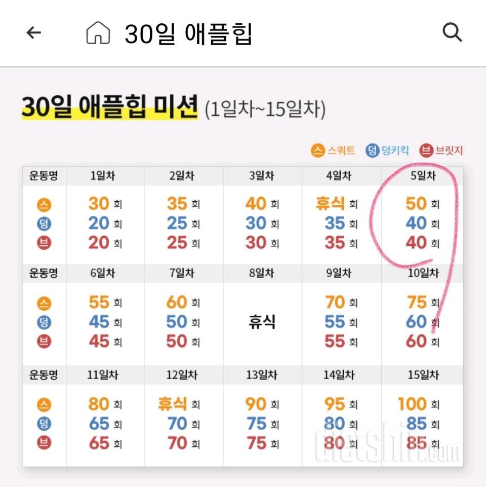 30일 애플힙5일차 성공!