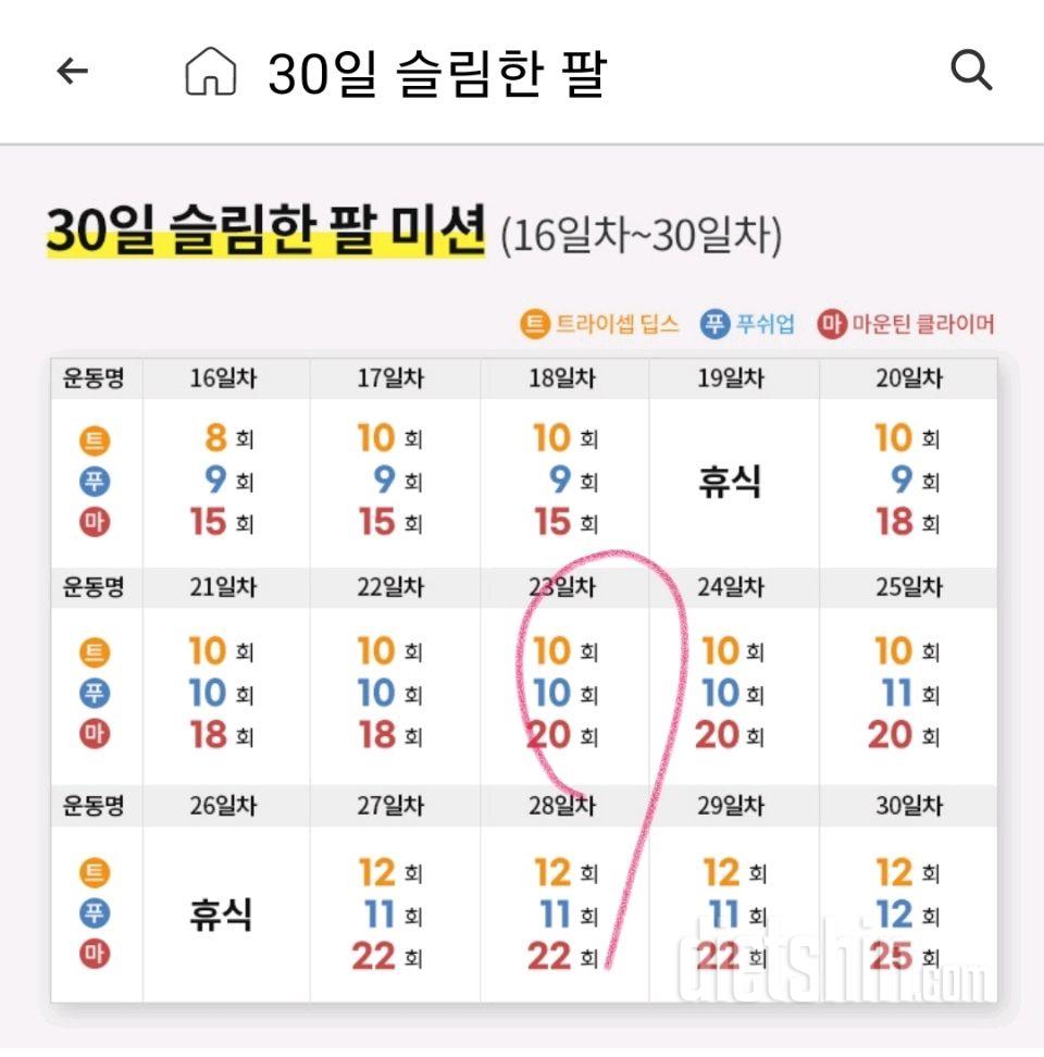 30일 슬림한 팔53일차 성공!