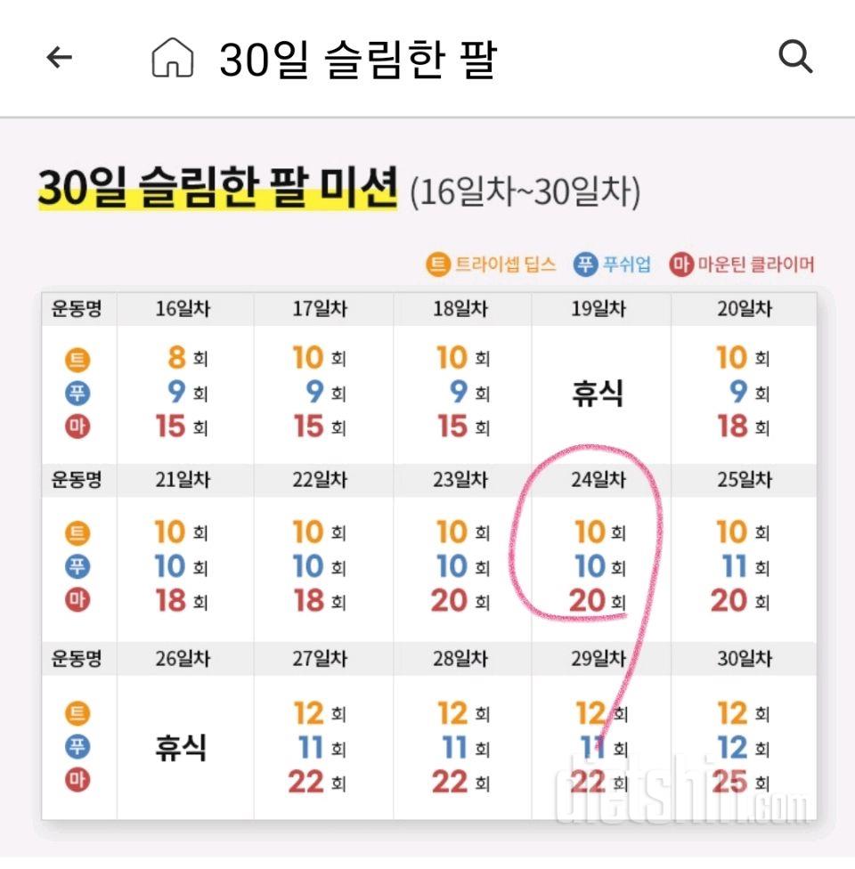 30일 슬림한 팔54일차 성공!