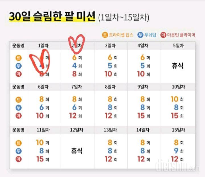 30일 슬림한 팔2일차 성공!