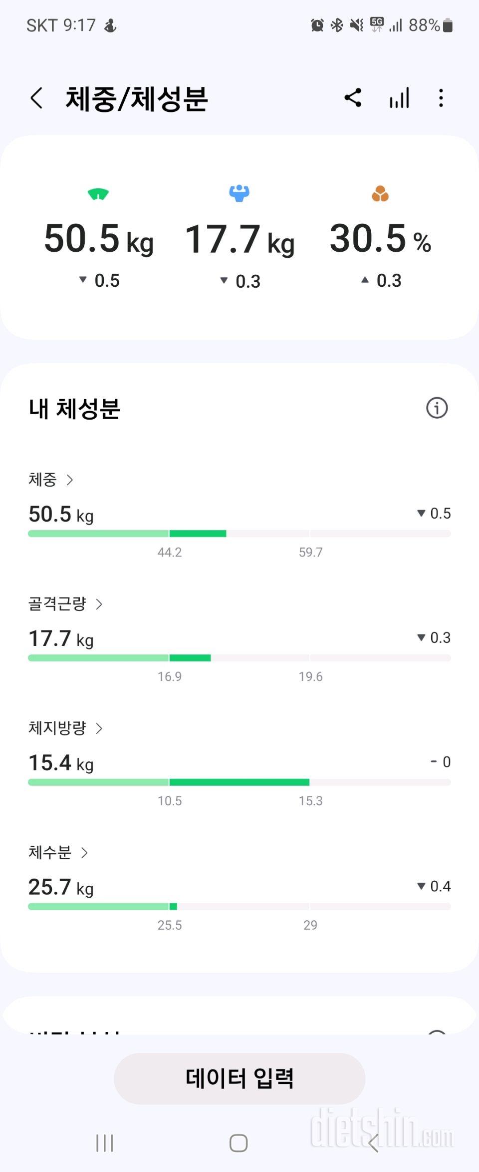 도전 1일차 - 체중+눈바디+아침운동