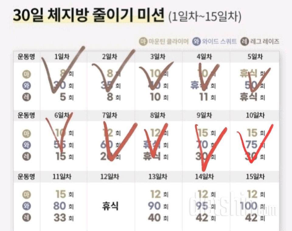 30일 체지방 줄이기10일차 성공!