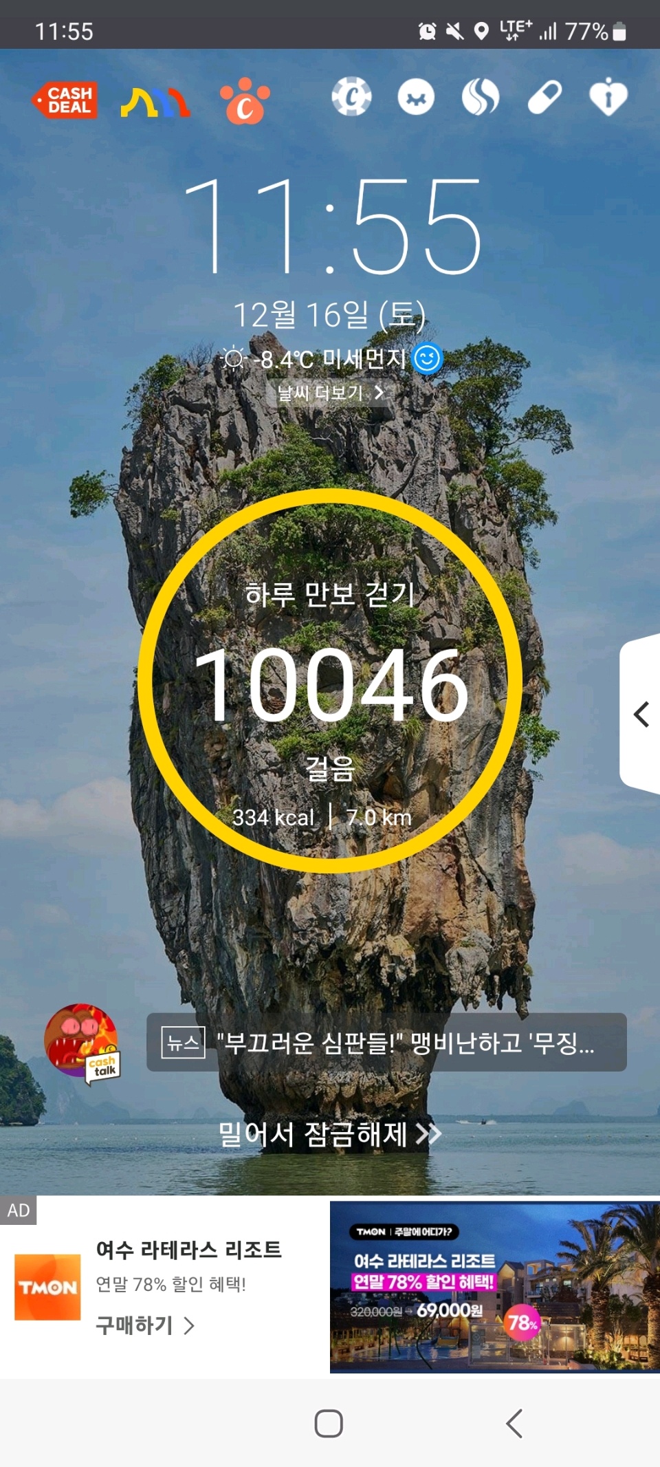 12월 16일( 운동 334kcal)