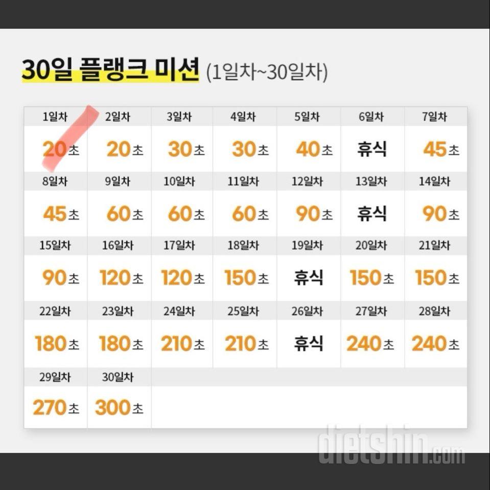 30일 플랭크1일차 성공!