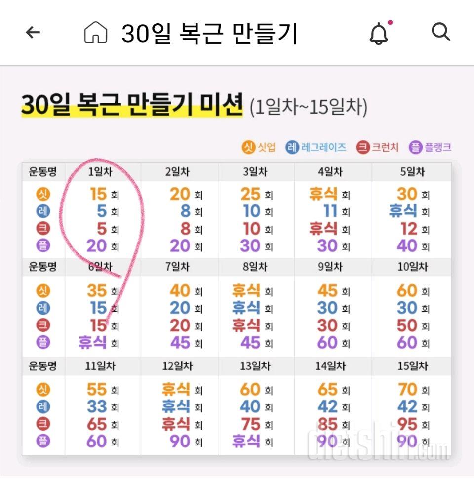 30일 복근 만들기61일차 성공!