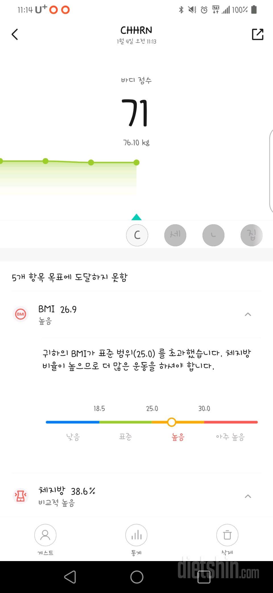 7일 아침 몸무게 재기49일차 성공!