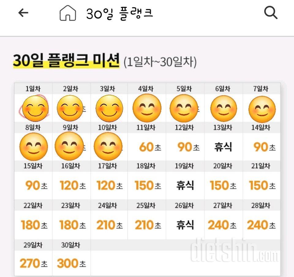 30일 플랭크10일차 성공!