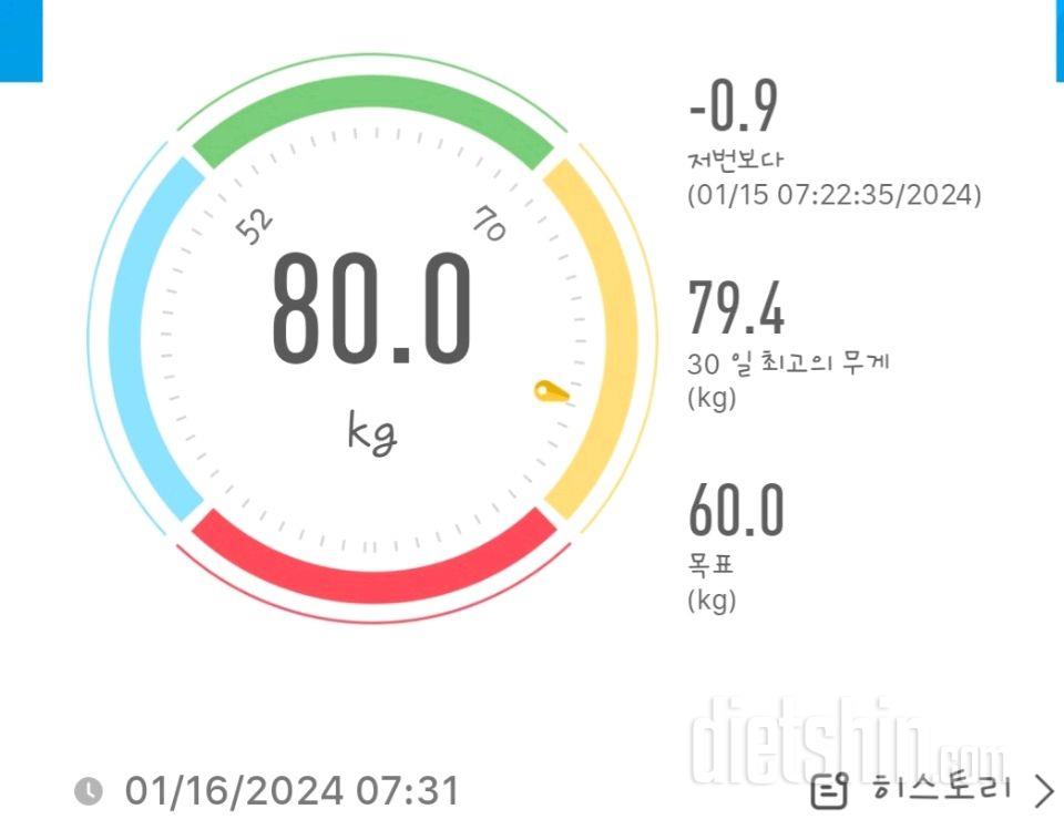 7일 아침 몸무게 재기5일차 성공!